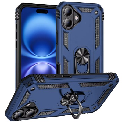 For iPhone 17 Ring Magnetic Kickstand Hybrid Case Cover - Blue
