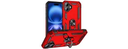 For iPhone 17 Ring Magnetic Kickstand Hybrid Case Cover - Red