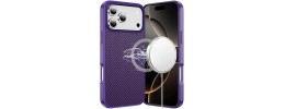 For iPhone 17 CarbonFiber Design Magnetic Ring HQ Thick 2.0mm  Hybrid Case - Dark Purple