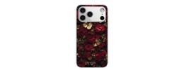 For iPhone 17 Rose Flower Full Diamond Bling Stones - Red