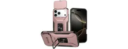 For iPhone 17 Pro Max Complete Magnetic Metal Ring Stand  Camera Protection Hybrid - Rose Gold