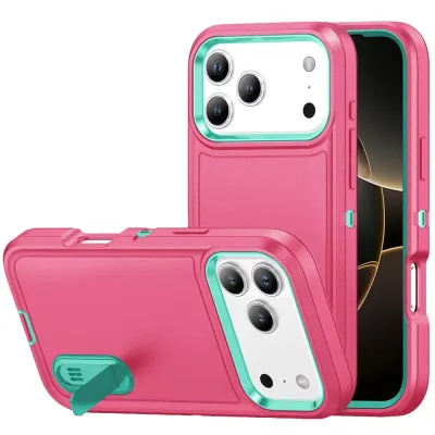 For iPhone 17 Pro Max PEAK 3in1 Toughest Hybrid with Stand  Cover Case - Teal/Hot Pink