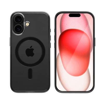 For iPhone 17 Transparent Matching Color Magnetic Ring Hybrid  Black