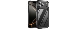 For iPhone 17 Ultimate CaseX Transparent Hybrid Case with Metal  Buttons And Camera Edges - Black