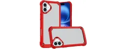 For iPhone 17 Ultimate CaseX Transparent Hybrid Case with Metal  Buttons And Camera Edges - Red