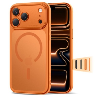 For iPhone 17 Utter Tough Metal Ring Movable Camera Window Hybrid Case Cover - Cosmic Orange