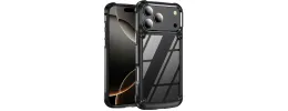For iPhone 17 Pro Max Ultimate CaseX Transparent Hybrid Case  with Metal Buttons And Camera Edges - Black
