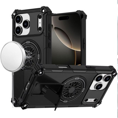 For iPhone 17 Pro CD Texture Design Magnetic Car Mount Friendly HQ Hybrid - Black