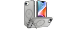 For iPhone 17E / 16E / SE4 Carbon Design [Magnetic Circle] with Ring Stand Hybrid Case - Gray