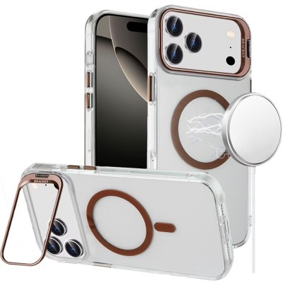 For iPhone 17E / 16E / SE4 Fearless Tough HQ Metallic Hybrid with Camera Ring Stand [Magnetic Circle] Case - Gray