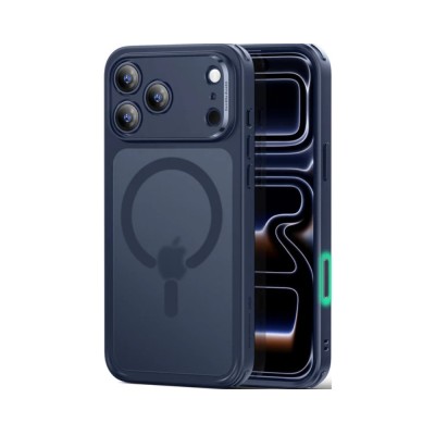 For iPhone 17E / 16E / SE4 Fearless Tough HQ Metallic Hybrid with Camera Ring Stand [Magnetic Circle] Case - Navy Blue