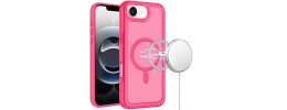 For iPhone 17E / 16E / SE4 Glossy Oil Premium Hybrid Case Cover - Hot Pink