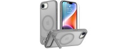 For iPhone 17E / 16E / SE4 Matte Finish Simplified Magnetic Ring With Stand Hybrid Case - Gray