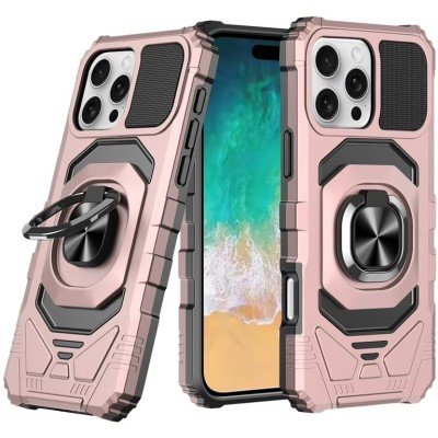 For iPhone 17E / 16E / SE4 OPTIMUM Magnetic Ring Stand Hybrid Case Cover - Rose Gold