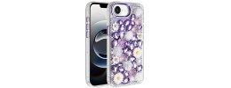For iPhone 17E / 16E / SE4 Spectacular Full Bling Stones Glitter HQ Hybrid Floral Series - Purple