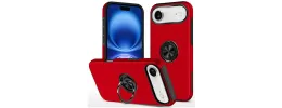 For iPhone 17 Air CHIEF Oil Painted Magnetic Ring Stand Hybrid  Case Cover - Red