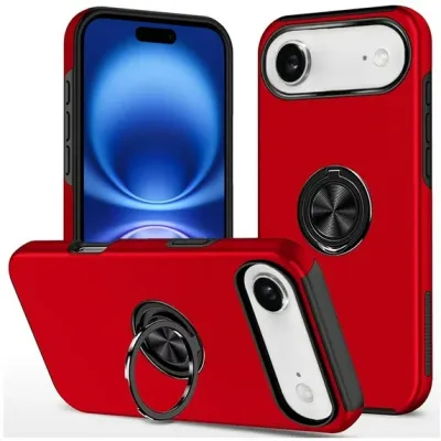 For iPhone 17 Air CHIEF Oil Painted Magnetic Ring Stand Hybrid  Case Cover - Red