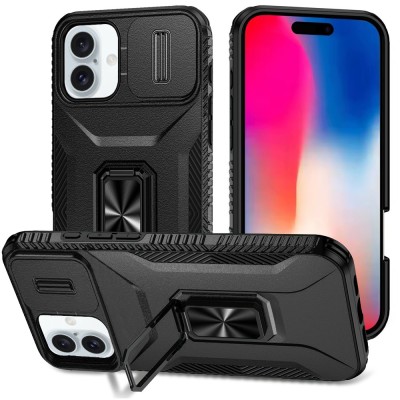 For iPhone 8 Plus/7 Plus Complete Magnetic Metal Ring Stand Camera Protection Hybrid - Black