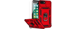 For iPhone 8 Plus/7 Plus Complete Magnetic Metal Ring Stand Camera Protection Hybrid - Red