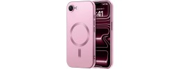For iPhone 8 Plus/7 Plus Greatest Clear Acrylic [Magnetic Circle] ShockProof ToughThick Metal Button Hybrid - Light Pink