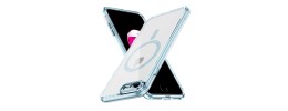 For iPhone 8 Plus/7 Plus Greatest Clear Acrylic [Magnetic Circle] ShockProof ToughThick Metal Button Hybrid - Light Blue