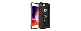 For iPhone 8 Plus/7 Plus Metal CD Pattern Matte Finished Hybrid with Rotational Ring [Car Mount Friendly] Case - Black