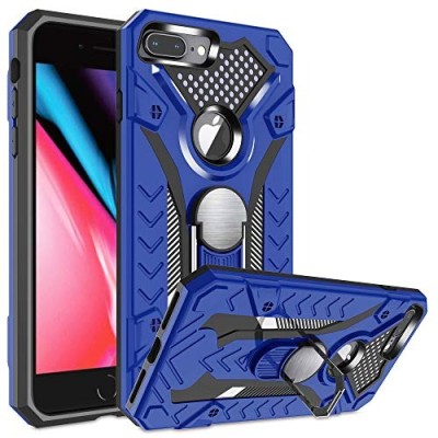 For iPhone 8 Plus/7 Plus Metal CD Pattern Matte Finished Hybrid with Rotational Ring [Car Mount Friendly] Case - Blue