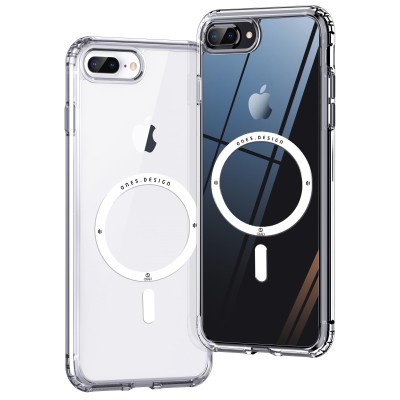 For iPhone 8 Plus/7 Plus Sturdy Ultra [Magnetic Circle] Thick 3mm Transparent Hybrid - Clear