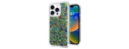 For iPhone 13 6.1 Bling Glitter Chips Epoxy Hybrid Case Cover - B