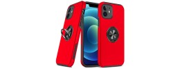 For iPhone 12 & iPhone 12 Pro CHIEF Oil Painted Magnetic Ring Stand Hybrid - Red