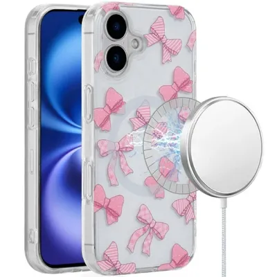 For iPhone 17 [Magnetic] Double Layer Design IMD Case - Bow Knot