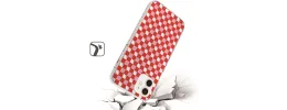 For iPhone 12 Pro Max 6.7 Trendy Fashion Design Hybrid Case Cover - Red Squares