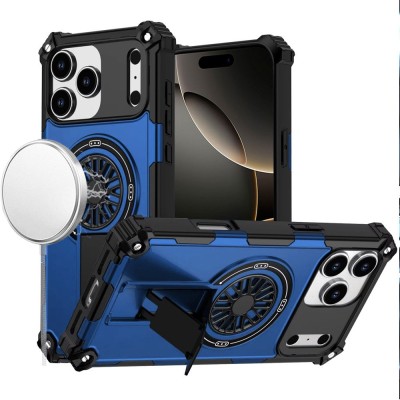 For iPhone 17 Pro CD Texture Design Magnetic Car Mount Friendly HQ Hybrid - Blue