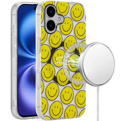 For iPhone 17 [Magnetic] Double Layer Design IMD Case - Smiley  Faces