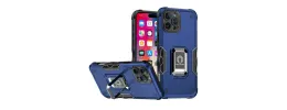 For iPhone 16 Pro 6.3 inch OPTIMUM Magnetic Ring Stand Hybrid Case Cover - Blue