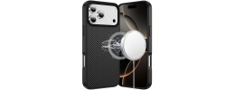For iPhone 17 Pro Max CarbonFiber Design Magnetic Ring HQ Thick  2.0mm Hybrid Case - Black
