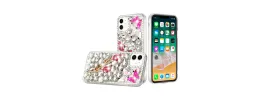 For iPhone 15 Full Diamond with Ornaments Case Cover - Crystal Exquisite Garden