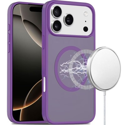 For iPhone 17 Pro Max [Magnetic Circle] Smooth Safe Matte Feel Hybrid Case - Dark Purple
