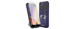 For iPhone SE 3 (2022) SE/8/7 AQUA Strong Magnetic Ring Stand Hybrid Case Cover - Dark Blue