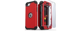 For iPhone SE 3 (2022) SE/8/7 AQUA Strong Magnetic Ring Stand Hybrid Case Cover - Red