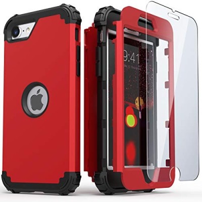 For iPhone SE 3 (2022) SE/8/7 AQUA Strong Magnetic Ring Stand Hybrid Case Cover - Red
