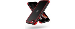 For iPhone SE 3 (2022) SE/8/7 Acrylic [Magnetic Circle] Tough 2.5mm Transparent ShockProof Hybrid - Red