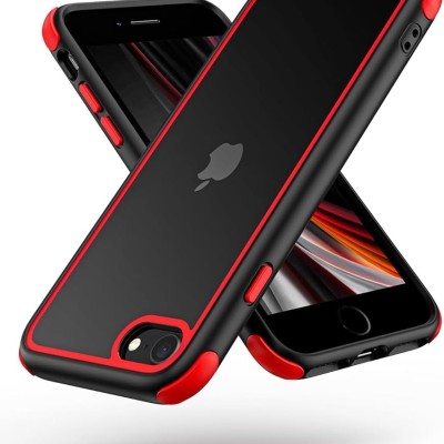 For iPhone SE 3 (2022) SE/8/7 Acrylic [Magnetic Circle] Tough 2.5mm Transparent ShockProof Hybrid - Red