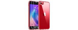 For iPhone SE 3 (2022) SE/8/7 Acrylic Tough 2.5mm Transparent ShockProof Hybrid Case Cover - Red