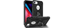 For iPhone SE 3 (2022) SE/8/7 Advanced Magnetic Ring Hybrid Case Cover - Black