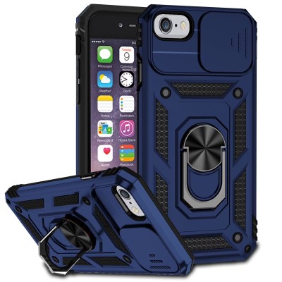 For iPhone SE 3 (2022) SE/8/7 Advanced Magnetic Ring Hybrid Case Cover - Blue