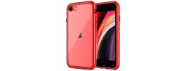 For iPhone SE 3 (2022) SE/8/7 Aluminium Alloy Transparent PC TPU Slick Hybrid - Red