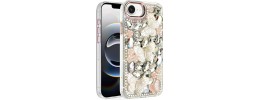 For iPhone SE 3 (2022) SE/8/7 Bronze Gold Layer Design Hybrid Cover Case - Love Butterfly