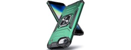 For iPhone SE 3 (2022) SE/8/7 CHIEF Oil Painted Magnetic Ring Stand Hybrid Case Cover - Dark Green