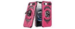 For iPhone SE 3 (2022) SE/8/7 CHIEF Oil Painted Magnetic Ring Stand Hybrid Case Cover - Pink